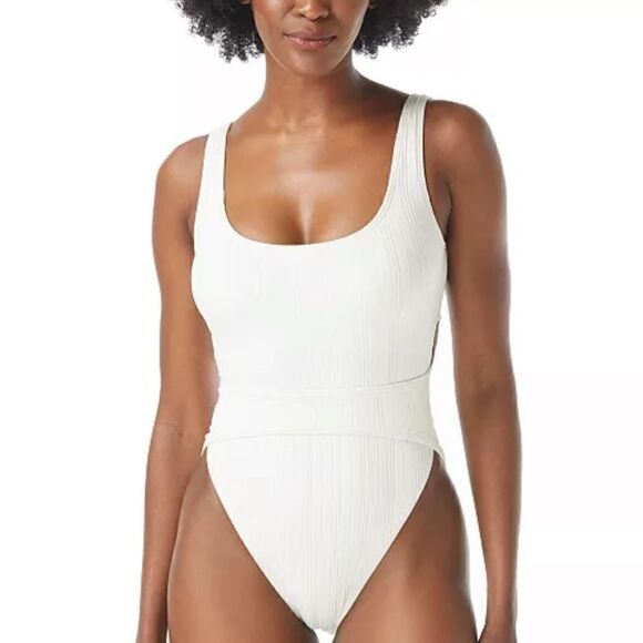 VINCE CAMUTO Ribbed High-Leg CutOut One-Piece Swimsuit Ripple Effect New Size 4 - Picture 7 of 11
